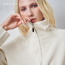 Solo seta女士纯色绵羊毛桑蚕丝山羊绒上衣2025秋冬新款保暖卫衣