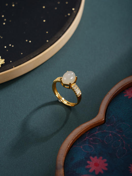 子佩集【琼华永驻】银S925戒指【JZ07225】古法银镀金和田玉2601 商品图2