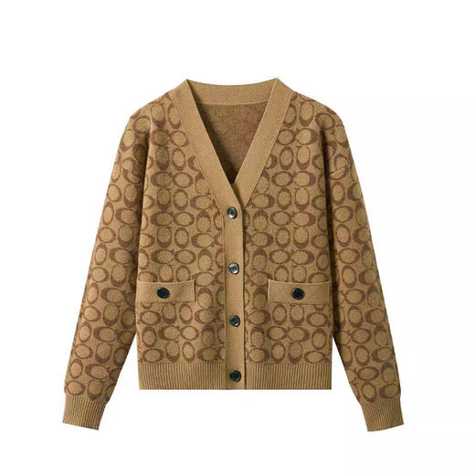 「高货rp」全新升级【铂金会员330/天猫439/差价109】(11732)洛诗琳气质提花针织开衫2026春季新款静奢老钱风V领针织羊毛外套 商品图4