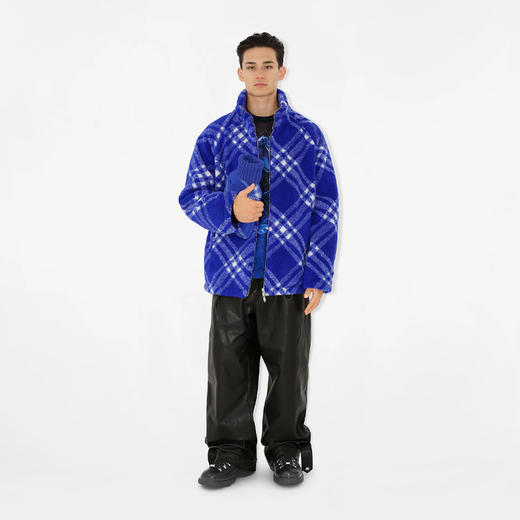 BURBERRY 巴宝莉 男士双面两穿格纹绒头夹克棉服 蓝色 8078777 B7369 商品图5