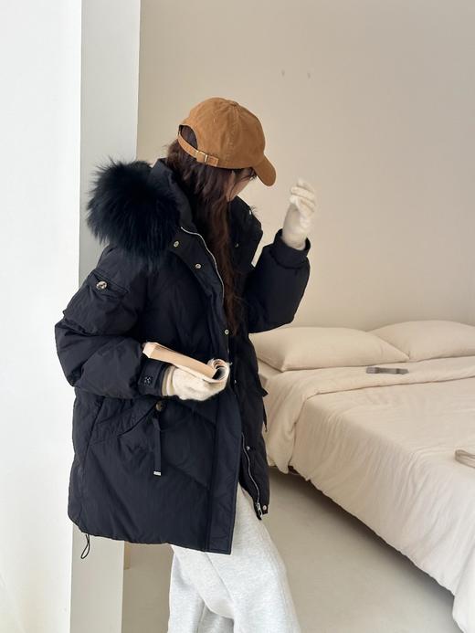 【YW】无忧购冬季50绒毛领羽绒服女中长款可调节收腰外套01 商品图4