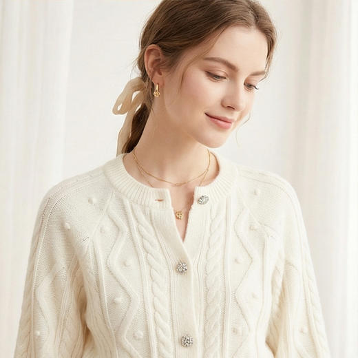 【咕咕同款】PALUOPO/PL山羊绒温婉奶油款羊绒衫100%山羊绒帕罗E21892-B 商品图9