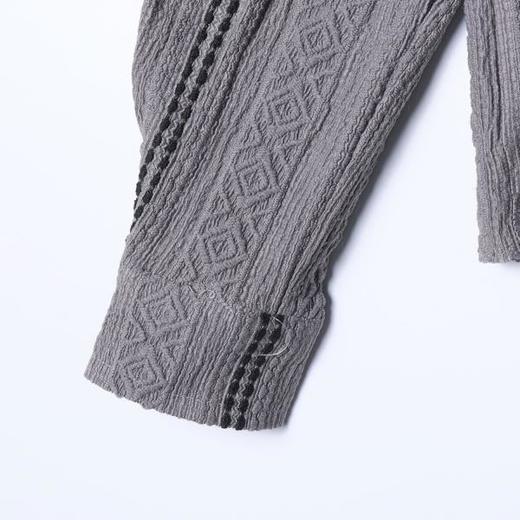 6823SDSA男士秋冬新款痞帅男装时尚菱形撞色提花竖纹设计长袖衬衫百搭 商品图4