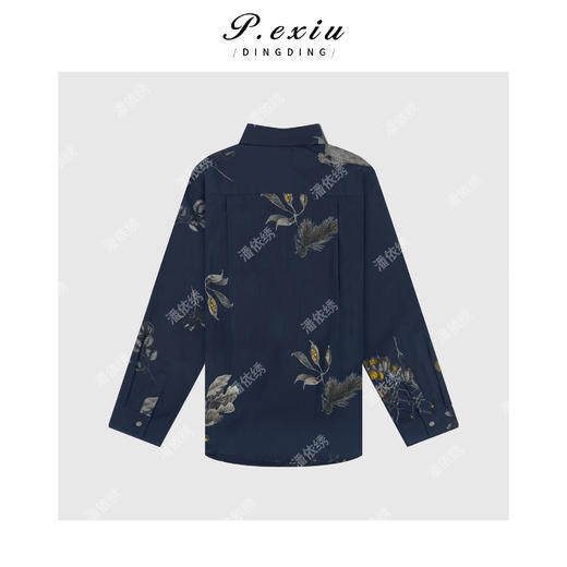 04-2潘依绣丁丁宠粉早春复古印花长袖翻领衬衫Q19682 商品图1