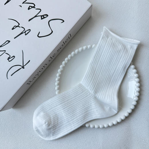 基础坑条卷边女袜-简约-纪念日百货门店同款169446737 商品图5