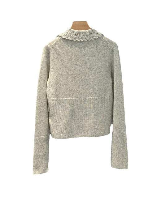 女款蕾丝领羊毛针织开衫毛衣hu 商品图1