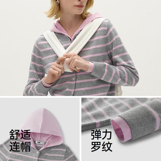 森柔|商场同款森马针织开衫女春短款条纹假两件2026新款复古毛衫 商品图3