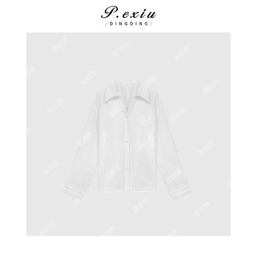 04-1潘依绣丁丁宠粉法式慵懒风蕾丝拼接V领设计感衬衫 7005T 商品图1