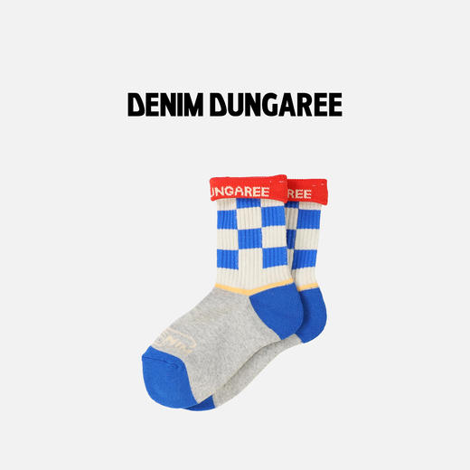 DD日本童装 DENIM DUNGAREE 企鹅 PENNIE 棋盘格拼色短袜 商品图0