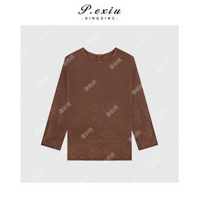 04-2潘依绣丁丁宠粉醋酸侧开叉光泽感长袖衬衫 Q21023