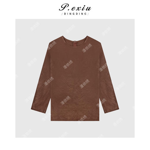 04-2潘依绣丁丁宠粉醋酸侧开叉光泽感长袖衬衫 Q21023 商品图0