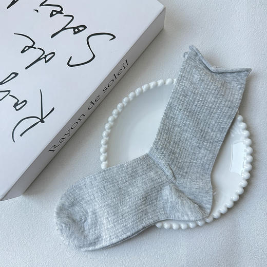 基础坑条卷边女袜-简约-纪念日百货门店同款169446737 商品图4