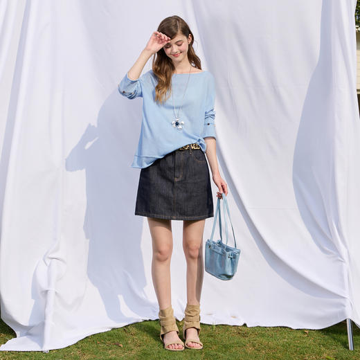 【呼吸麻】三彩独醒2026春季新款莱赛尔针织衫落肩袖毛衫宽松F 商品图2