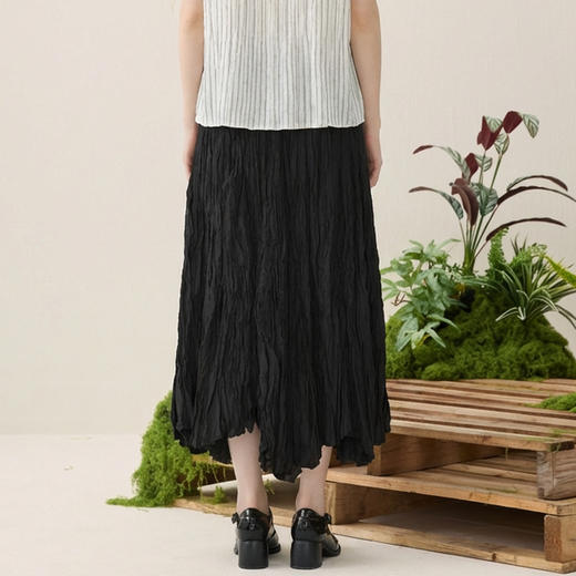 谜底褶皱感半身裙2026春季新品优雅浪漫大摆裙长半裙女265MB5013 商品图2