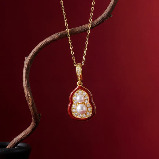 Manreya玛芮雅“鸿福双珠”淡水珍珠项链、耳钉|淡水珍珠，铜镀金 商品图7