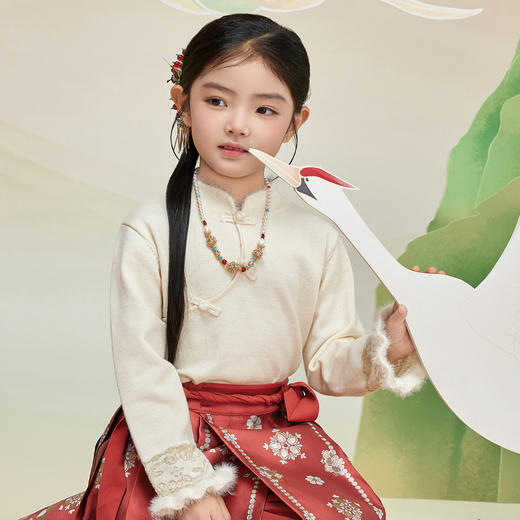 笛莎Deesha  女童2025年冬季新款新年款儿童立领套头毛衣 商品图1