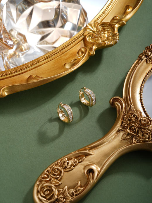 子佩集【暮光映雪】银S925耳环【EL080080K】镀金扣环圆圈方块2601 商品图2