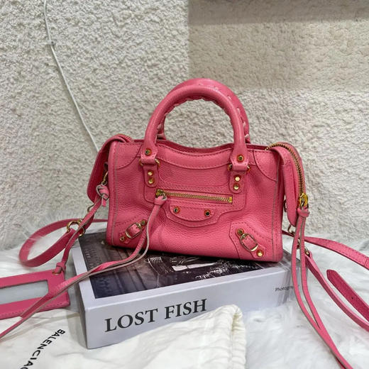 巴黎世家 Le City mini 粉色 羊皮 机车包 商品图0