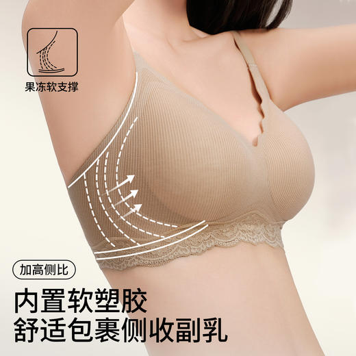 春节不打烊【高弹螺纹精致蕾丝❗️精致贴合显瘦美背】无痕内衣女士小胸聚拢空杯收副乳防垂上托无钢圈文胸罩女蕾丝内衣。jc 商品图2