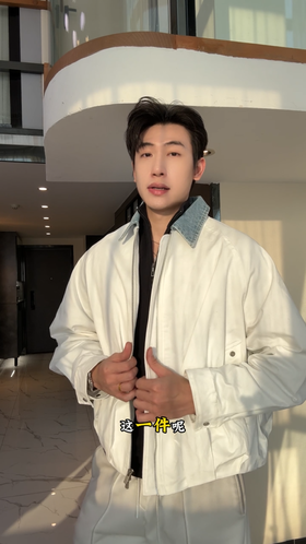 261300601SDSA男士秋冬新款痞帅男装简约宽松拼接撞色翻领夹克外套百搭时尚