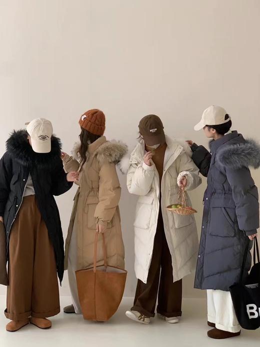 【YW】无忧购大毛领冬季50绒羽绒服女加长款过膝加厚收腰外套6611 商品图1