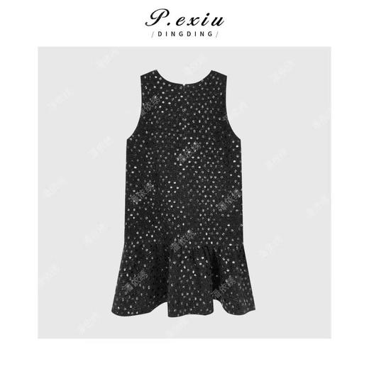 羊毛法式气质小香风亮片圆领无袖连衣裙H2588 商品图1