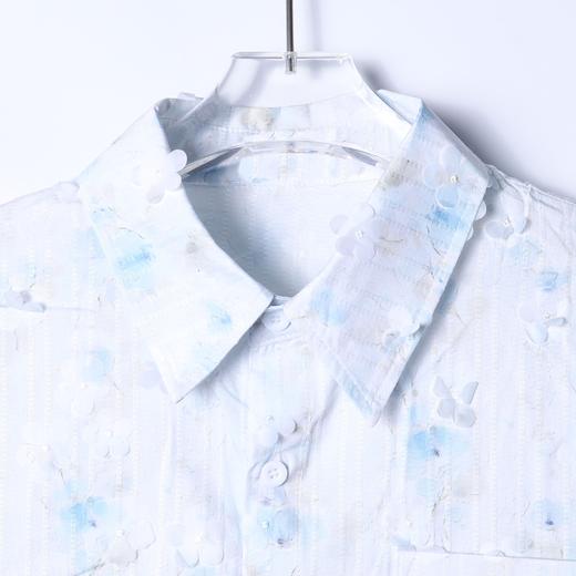 2773SDSA男士秋冬新款痞帅男装休闲长袖衬衫扎染立体花朵装饰设计百搭 商品图2