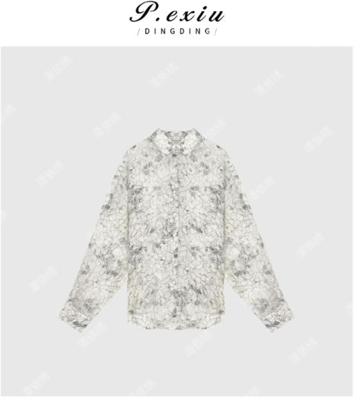 04-1潘依绣丁丁宠粉天丝花朵满印度假风休闲百搭长袖衬衫 W-62132 商品图0