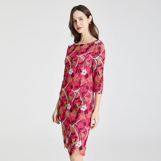 QE89B斯尔丽瑟俪春季新款一字领简洁大方连衣裙 商品图2