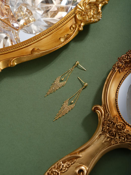 子佩集【思念织锦】银S925耳环【EL220148K】镀金菱形流苏2601 商品图3