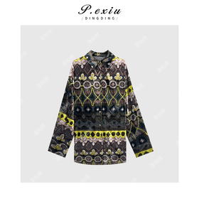 04-6潘依绣丁丁宠粉小众款松弛调性花卉长袖衬衫Q3541