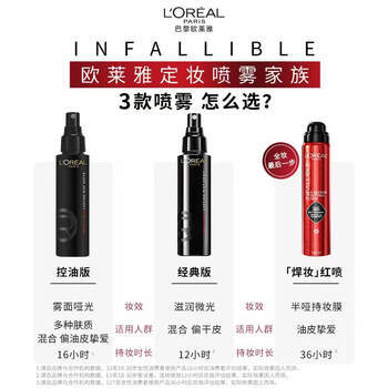 欧莱雅定妆喷雾100ml持久不脱妆防蹭成膜快控油母亲节礼物送女友 商品图0