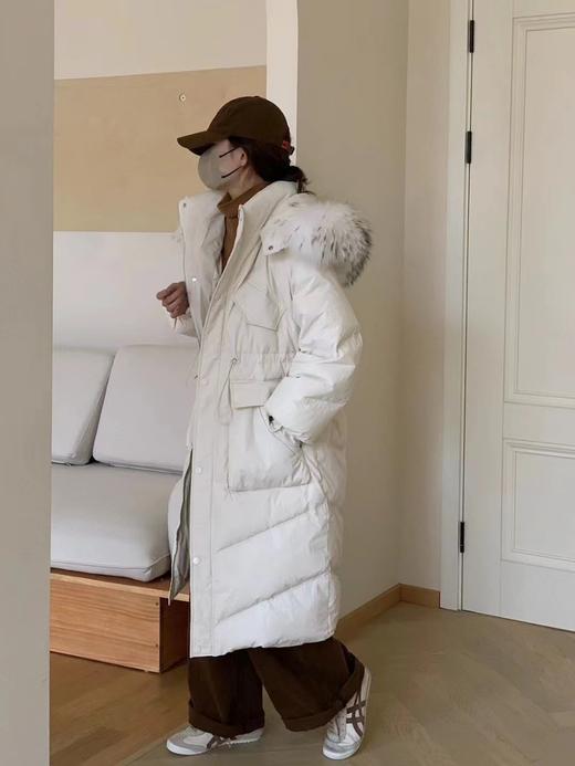 【YW】无忧购大毛领冬季50绒羽绒服女加长款过膝加厚收腰外套6611 商品图4