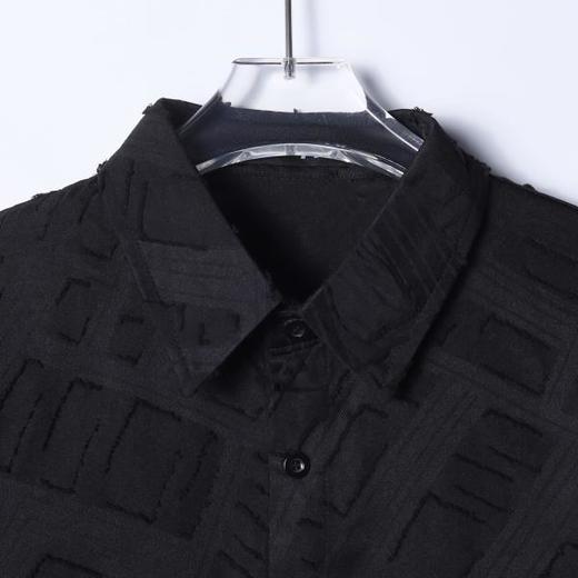 6948SDSA男士秋冬新款痞帅男装潮流纯色不规则格子长袖衬衫百搭时尚 商品图3