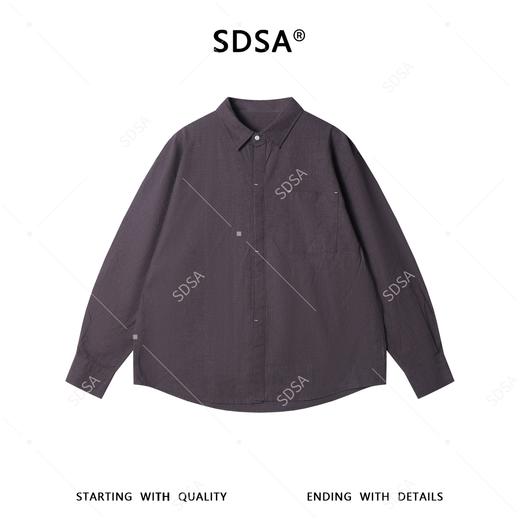 33270SDSA男士秋冬新款痞帅男装极简风刺绣衬衫长袖宽松纯色老钱风百搭 商品图1