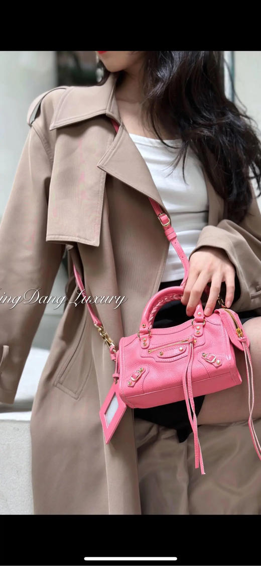 巴黎世家 Le City mini 粉色 羊皮 机车包 商品图3