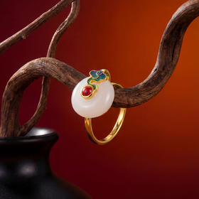 Manreya玛芮雅“祥云引福”玉髓戒指|玉髓，铜镀金