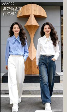 686022飘带领叠穿衬衫 商品图2