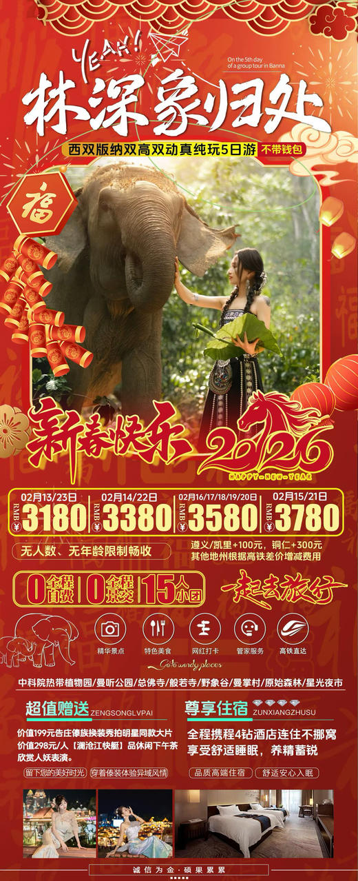 林深象归处西双版纳双高双动真纯玩5日游--2月13日至2月21日--小团 商品图0