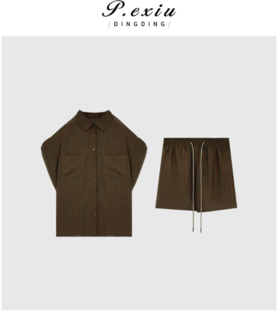 A007潘依绣丁丁宠粉【蒙田玫瑰】人丝轻薄质感设计款衬衫短裤套装 W-62206