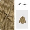 04-6潘依绣丁丁宠粉港风竖条纹复古慵懒休闲长袖衬衫 WH00219 商品缩略图0