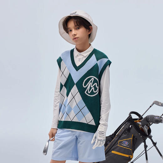 【MQD】【高尔夫】童装男女童毛织运动马甲秋新款儿童保暖舒适背心 商品图2