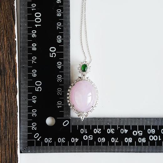 【天然正品】A货翡翠AU750收藏级白金豪镶钻镶天然细腻糯冰种紫罗兰蛋面翡翠吊坠项链蛋面：22.8*18.8MM整体：44.5*23.6*20.2MM（皆取最大值）101125AH26 商品图2