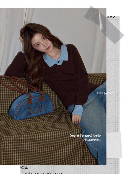 假两件海盐巧克力拼色羊毛混纺针织打底 商品图14