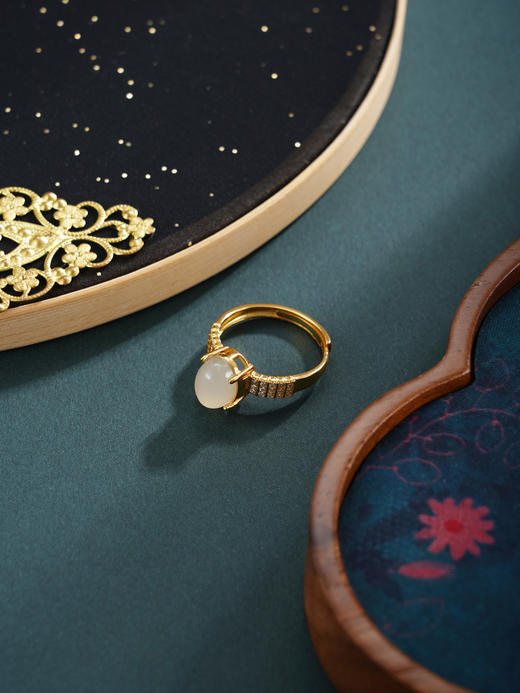 子佩集【琼华永驻】银S925戒指【JZ07225】古法银镀金和田玉2601 商品图5