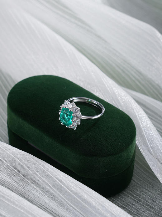 子佩集【锦程焕彩】银S925戒指【PYR6037-XF】培育宝石祖母绿2601 商品图4