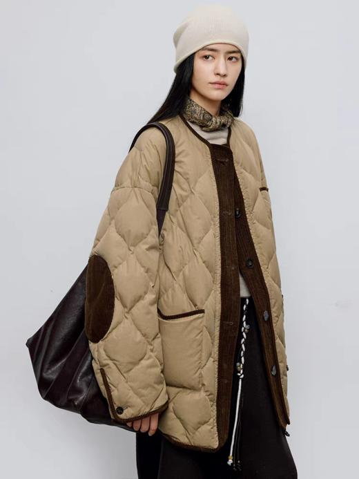 半圆/D5961996/圆领休闲葫芦绗缝拼色羽绒服 商品图3