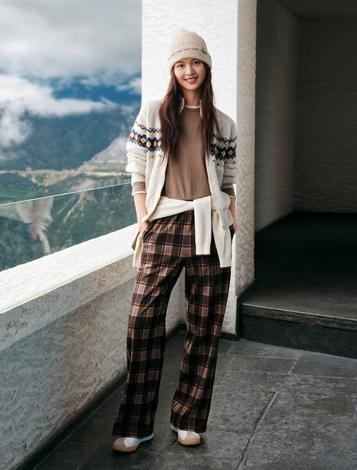 原单正品EP雅莹女士格纹直筒休闲裤01202 商品图3