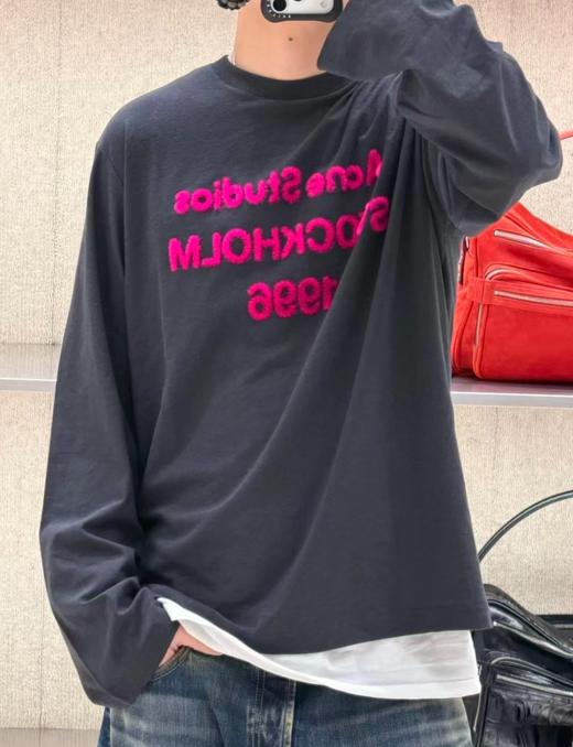 中性款立体印花长袖T恤he001 商品图3