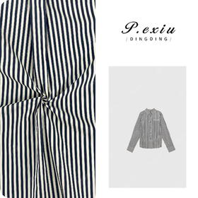 04-2潘依绣丁丁宠粉竖条纹复古港风时髦通勤长袖衬衫 WH00230